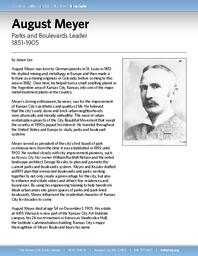 Biography of August Meyer (1851-1905), Parks and Boulevards Leader