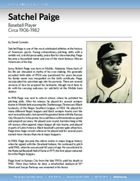 Biography of Satchel Paige (Circa 1906-1982), Baseball Player