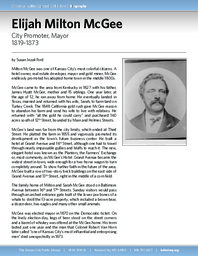 Biography of Elijah Milton McGee (1819-1873), City Promoter and Mayor