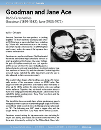 Biography of Goodman (1899 -1982) Ace and Jane Ace (1905-1974), Radio Personalities