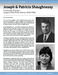 Biography of Joseph (1934-1978) and Patricia (1936-1996) Shaughnessy, Community Activists