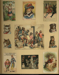 Advertising Card Scrapbook Page 55 with People and Pets