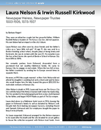 Biography of Laura Nelson Kirkwood (1883-1926) and Irwin Russell Kirkwood (1878-1927),  Newspaper Heiress and Newspaper Trustee