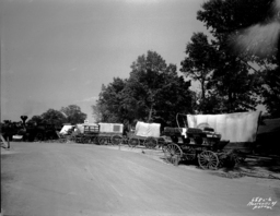 Kansas City Centennial Covered Wagons and Locomotive