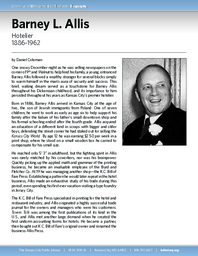 Biography of Barney L. Allis (1896-1962), Hotelier