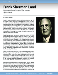 Biography of Frank Sherman Land (1890-1959), Founder of the Order of De Molay