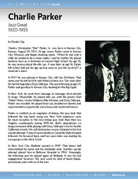 Biography of Charlie "Bird" Parker (1920-1955), Jazz Great