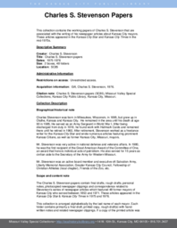 SC85 Charles S. Stevenson Papers Finding Aid