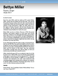 Biography of Bettye Miller (1928-1977), Pianist and Singer