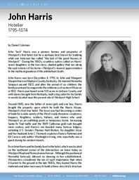 Biography of John Harris (1795-1874), Hotelier