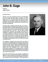 Biography of John B. Gage (1887-1970), Mayor