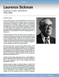 Biography of Laurence Sickman (1906-1988), Museum Curator and Director