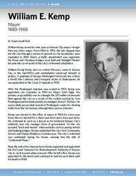 Biography of William E. Kemp (1889-1968), Mayor