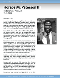 Biography of Horace M. Peterson III (1945-1992), Historian and Archivist