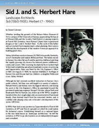 Biography of Sid J. Hare (1860-1938) and S. Herbert Hare (?-1960), Landscape Architects