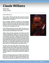 Biography of Claude Williams (1908-2004), Musician