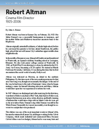 Biography of Robert Altman (1925-2006), Cinema Film Director