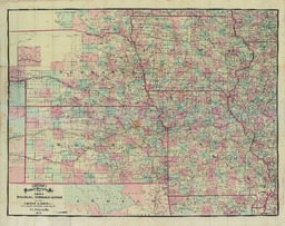 Cram's Railroad and Township Map of Iowa, Missouri, Nebraska and Kansas