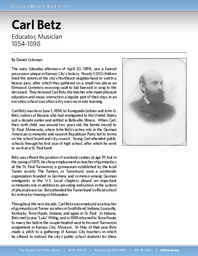 Biography of Carl Betz (1854-1898), Educator and Musician