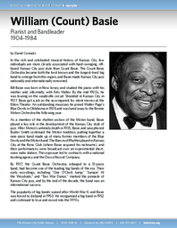 Biography of William (Count) Basie (1904-1984), Pianist and Bandleader