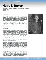 Biography of Harry S. Truman (1884-1972), President of the United States (1945-1953)