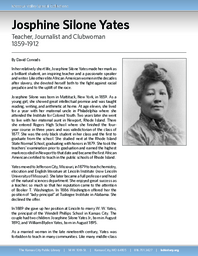 Biography of Josephine Silone Yates (1859-1912), Teacher, Journalist, and Clubwoman