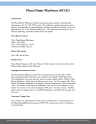 SC132 Plaza Dinner Playhouse Finding Aid