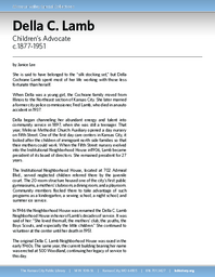 Biography of Della C. Lamb (c.1877-1951), Children's Advocate