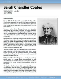 Biography of Sarah Chandler Coates (1823-1897), Community Leader