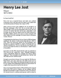 Biography of Henry Lee Jost (1873-1950),  Mayor