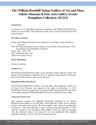 SC212 The William Rockhill Nelson Gallery of Art and Mary Atkins Museum of Fine Arts Gallery Events Pamphlets Collection Finding Aid