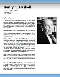 Biography of Henry C. Haskell (1902-1981),  Editor and Author