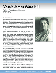 Biography of Vassie James Ward Hill (1875-1954), School Founder and Educator