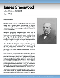 Biography of James M. Greenwood (1837-1914), School Superintendent