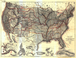 United States Map Showing Routes of Principal Explorers and Early Roads and Highways