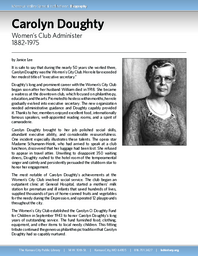 Biography of Carolyn Doughty (1882-1975), Women's Club Administrator