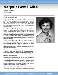 Biography of Marjorie Powell Allen (1929-1992), Philanthropist