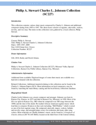 SC227 Phillip A. Stewart Charles L. Johnson Collection Finding Aid