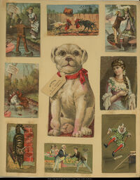 Advertising Card Scrapbook Page 33 with Dog and Unrelated Cards