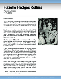 Biography of Hazelle Hedges Rollins (1910-1984), Puppet Creator