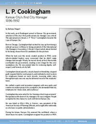 Biography of L. P. Cookingham (1896-1992),  Kansas City's First City Manager