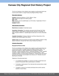 SC69-3 Kansas City Regional Oral History Project Finding Aid
