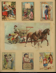 Advertising Card Scrapbook Page 54 with People and Horses