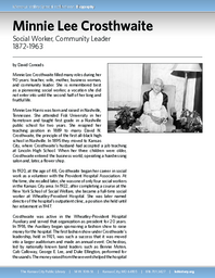 Biography of Minnie Lee Crosthwaite (1872-1963), Social Worker and Community Leader