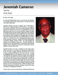 Biography of Jeremiah Cameron (1919-2008), Teacher