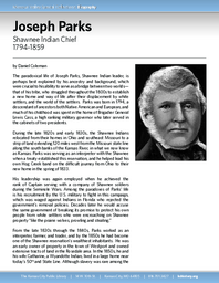 Biography of Joseph Parks (1794-1859), Shawnee Indian Chief