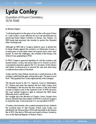 Biography of Lyda Conley (1874-1946), Guardian of Huron Cemetery