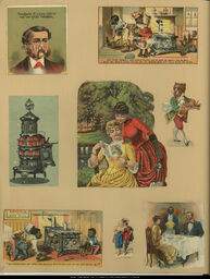 Advertising Card Scrapbook Page 52 with Stoves and People