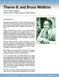 Biography of Theron B. Watkins (1877-1950) and Bruce Watkins (1924-1980),  Community Leaders