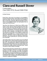 Biography of Clara Stover (1882-1975) and Russell Stover (1888-1954), Candymakers